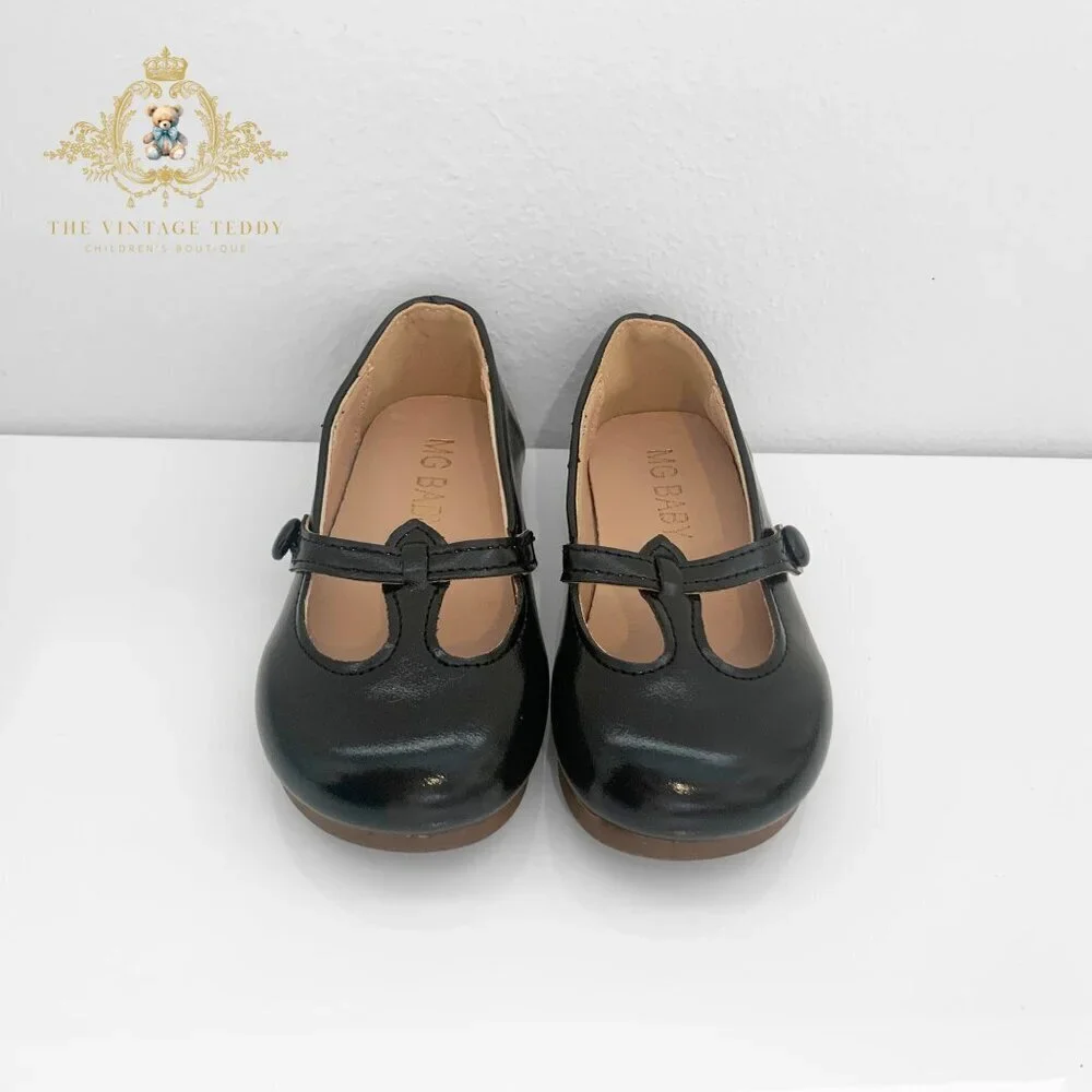 NWT Pretty Girls Mary Jane Flats Vintage Style Cute Children's Shoes Black 1